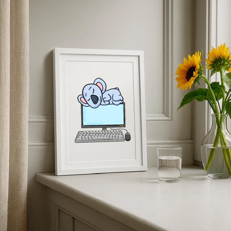 Koala Computer Nerd Programmierer Geschenk Gerahmtes Poster (27 × 37 cm)