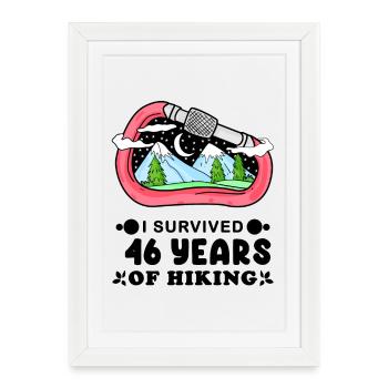 Mountain Wanderer 46e anniversaire cadeau de 46 ans - Affiche encadrée (27 × 37 cm) - blanc - Devant