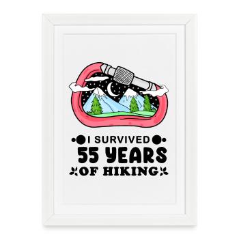 Mountain Wanderer 55e anniversaire 55 ans cadeau - Affiche encadrée (27 × 37 cm) - blanc - Devant