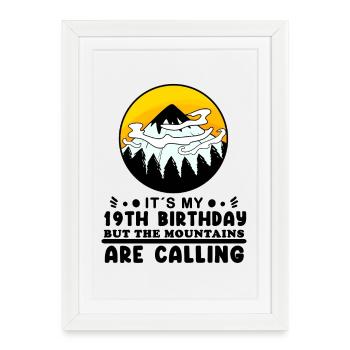 19e anniversaire Mountains Mountain Summit - 19 ans - Affiche encadrée (27 × 37 cm) - blanc - Devant