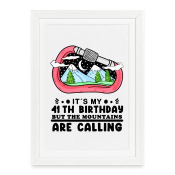 41st birthday mountains 41 years old father - Framed poster (27 × 37 cm) - white - Front