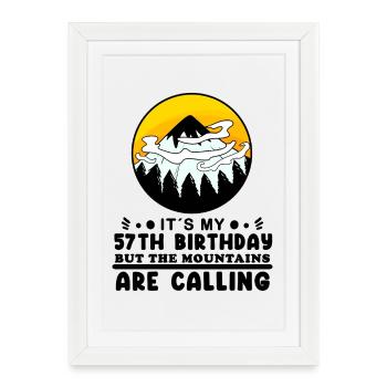 57e anniversaire Mountains Mountain Summit - 57 ans - Affiche encadrée (27 × 37 cm) - blanc - Devant