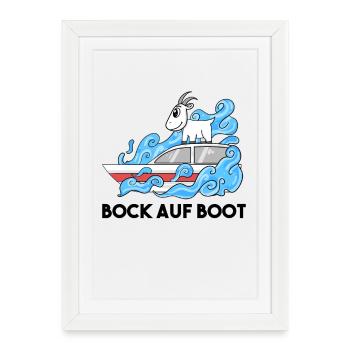 Ziege Boot Lustig - Gerahmtes Poster (27 × 37 cm) - Weiß - Vorne