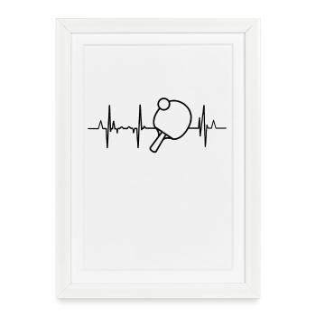 Tennis de table ligne coeur - Affiche encadrée (27 × 37 cm) - blanc - Devant