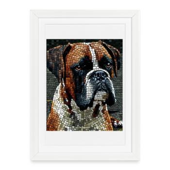 Boxer Dog Mosiac - Affiche encadrée (27 × 37 cm) - blanc - Devant