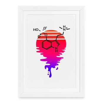 Psilocybin Molecule with Retro Sunset - Framed poster (27 × 37 cm) - white - Front