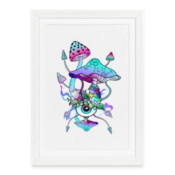 Psytrance Psychedelic Mushrooms - Framed poster (27 × 37 cm) - white - Front