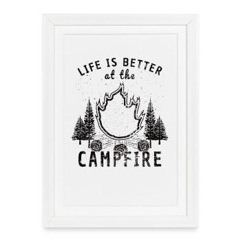 La vie est meilleure au feu de camp - Affiche encadrée (27 × 37 cm) - blanc - Devant