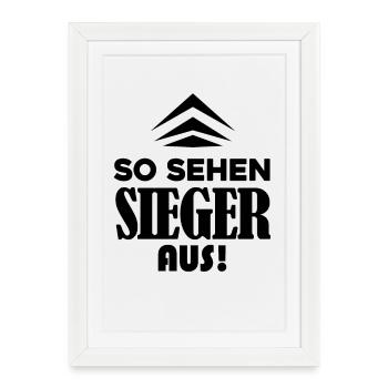 Sieger Erster Gewinner Geschenk - Gerahmtes Poster (27 × 37 cm) - Weiß - Vorne