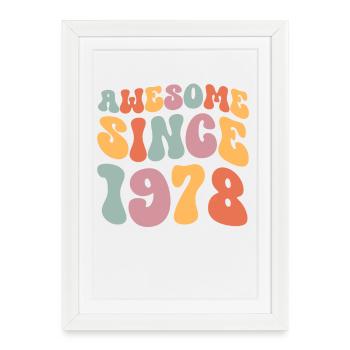 1978 Anniversaire de naissance Groovy Vintage Retro - Affiche encadrée (27 × 37 cm) - blanc - Devant