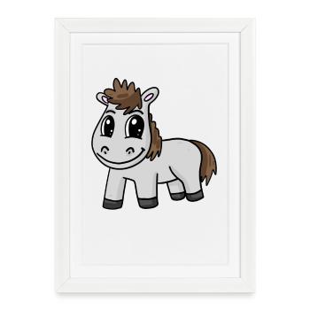 Cheval - Affiche encadrée (27 × 37 cm) - blanc - Devant