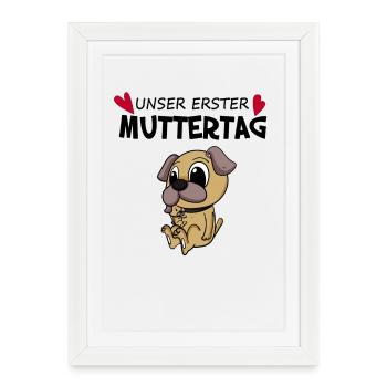 Muttertag - erster Muttertag Geschenk - Gerahmtes Poster (27 × 37 cm) - Weiß - Vorne