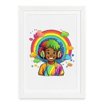 Illustration de bande dessinée arc-en-ciel coloré - Affiche encadrée (27 × 37 cm) - blanc - Devant