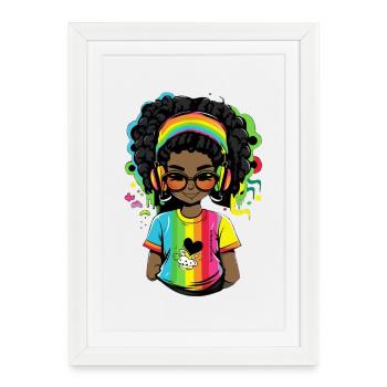 Bright reggae sweater with rainbow design - Framed poster (27 × 37 cm) - white - Front