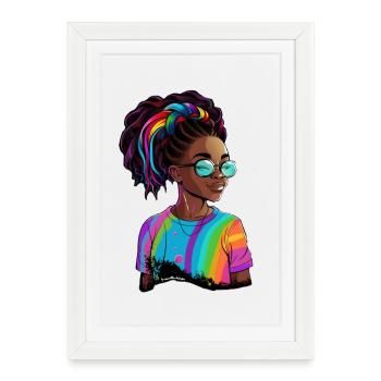 Colorful Dreadlocks and Rainbow T-Shirt - Framed poster (27 × 37 cm) - white - Front