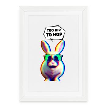 Lapin de Pâques hipster trop branché pour hop - Affiche encadrée (27 × 37 cm) - blanc - Devant