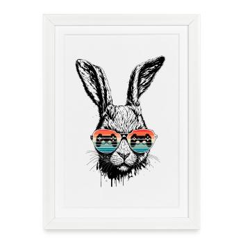 Retro Gaming Bunny with Sunglasses Easter Gift - Framed poster (27 × 37 cm) - white - Front