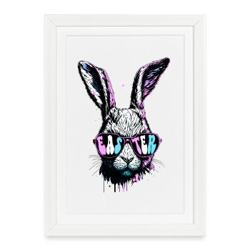 Groovy Rabbit With Sunglasses Easter Gift - Framed poster (27 × 37 cm) - white - Front