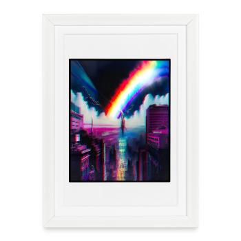 Rainbow City Skyline Art - Affiche encadrée (27 × 37 cm) - blanc - Devant
