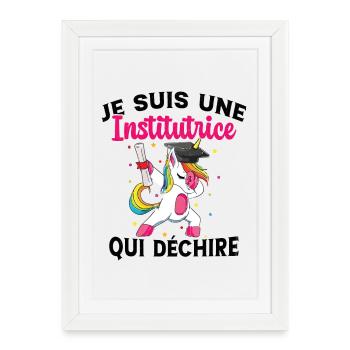 Femme Institutrice Qui Déchire Idée Enseignant - Affiche encadrée (27 × 37 cm) - blanc - Devant