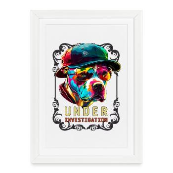 Pitbull under investigation - Affiche encadrée (27 × 37 cm) - blanc - Devant
