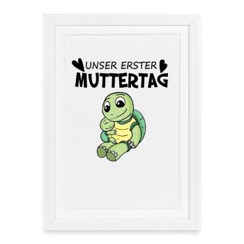 Muttertag - erster Muttertag Geschenk - Gerahmtes Poster (27 × 37 cm) - Weiß - Vorne