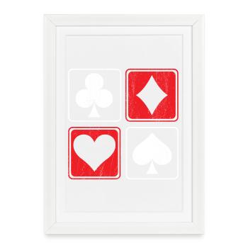Poker Card Gambling Casino Gambler Game Hand Bluff - Affiche encadrée (27 × 37 cm) - blanc - Devant