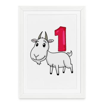 1 year old - school enrollment - goat motif - Framed poster (27 × 37 cm) - white - Front