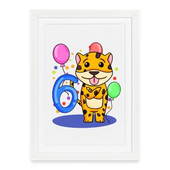 6 Birthday 6 years old with animal motif - six - Framed poster (27 × 37 cm) - white - Front