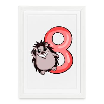 8 Birthday 8 years old with animal motif - eight - Framed poster (27 × 37 cm) - white - Front