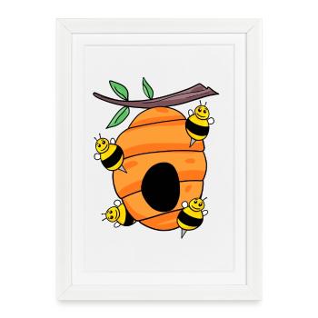 Nid d’abeilles nid d’abeilles nid de guêpes nid de guêpes - Affiche encadrée (27 × 37 cm) - blanc - Devant