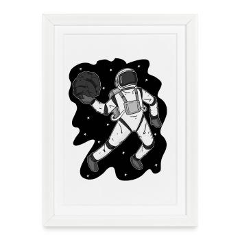 Basket-ball Astronaute Basketteur Joueur de basket-ball - Affiche encadrée (27 × 37 cm) - blanc - Devant