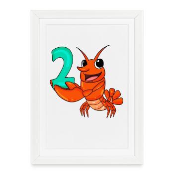 2 anniversaire 2 ans avec motif animal - deux - Affiche encadrée (27 × 37 cm) - blanc - Devant