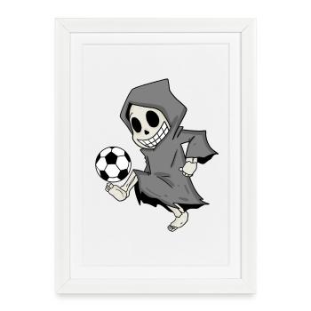 Grim Reaper joue au football - Affiche encadrée (27 × 37 cm) - blanc - Devant