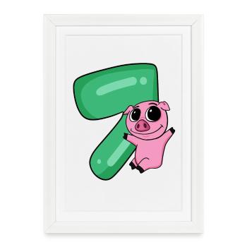 7 ans 7 ans avec motif animal - sept - Affiche encadrée (27 × 37 cm) - blanc - Devant