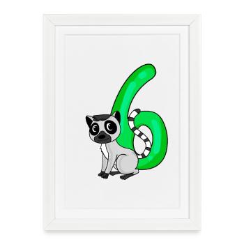 6 Birthday 6 years old with animal motif - six - Framed poster (27 × 37 cm) - white - Front