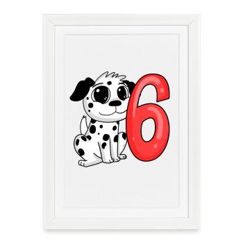 6 Birthday 6 years old with dog motif - six - Framed poster (27 × 37 cm) - white - Front