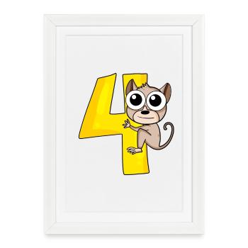 4 birthday 4 years old with animal motif - four - Framed poster (27 × 37 cm) - white - Front