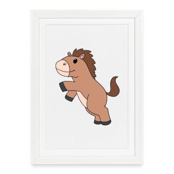 Cheval mignon - Affiche encadrée (27 × 37 cm) - blanc - Devant