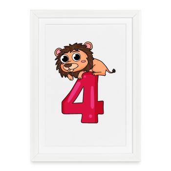4 birthday 4 years old with animal motif - four - Framed poster (27 × 37 cm) - white - Front