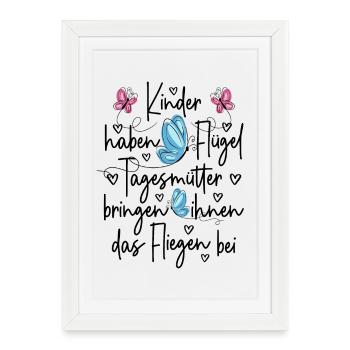 Tagesmutter Abschied - Kinder haben Flügel - Gerahmtes Poster (27 × 37 cm) - Weiß - Vorne