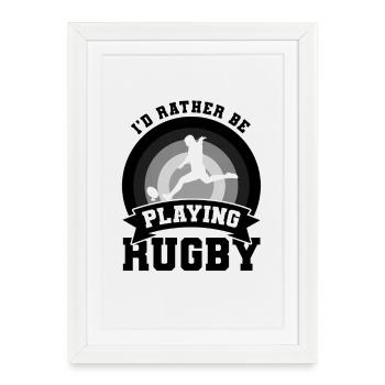 Joueur de rugby disant - Affiche encadrée (27 × 37 cm) - blanc - Devant
