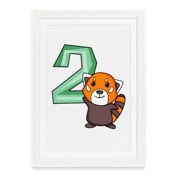 2ème anniversaire Motif Red Panda - deux ans - Affiche encadrée (27 × 37 cm) - blanc - Devant