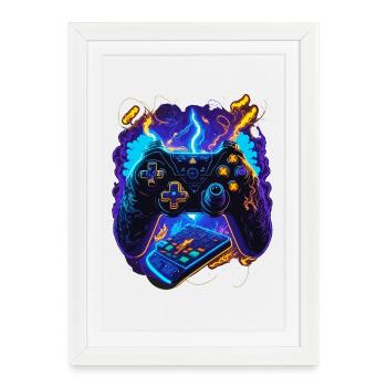 Cyber Gaming Controller - Framed poster (27 × 37 cm) - white - Front
