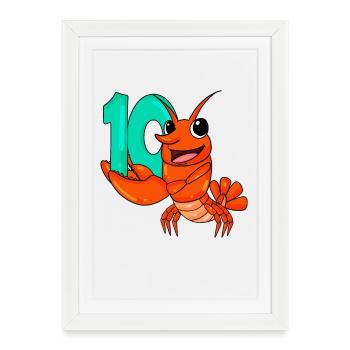 10th birthday motif lobster - ten years - Framed poster (27 × 37 cm) - white - Front