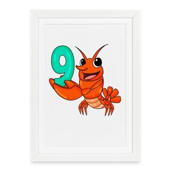 9th Birthday Motif Lobster - Nine Years - Framed poster (27 × 37 cm) - white - Front