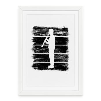 Clarinetist Drawing - Framed poster (27 × 37 cm) - white - Front