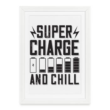Supercharge And Chill - for electric car fans - Framed poster (27 × 37 cm) - white - Front