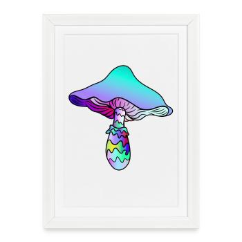 Champignon Psychédélique - Champignon Arc-en-ciel - Affiche encadrée (27 × 37 cm) - blanc - Devant