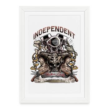 Skull Demon Engine Motard Tshirt pour fille - Affiche encadrée (27 × 37 cm) - blanc - Devant